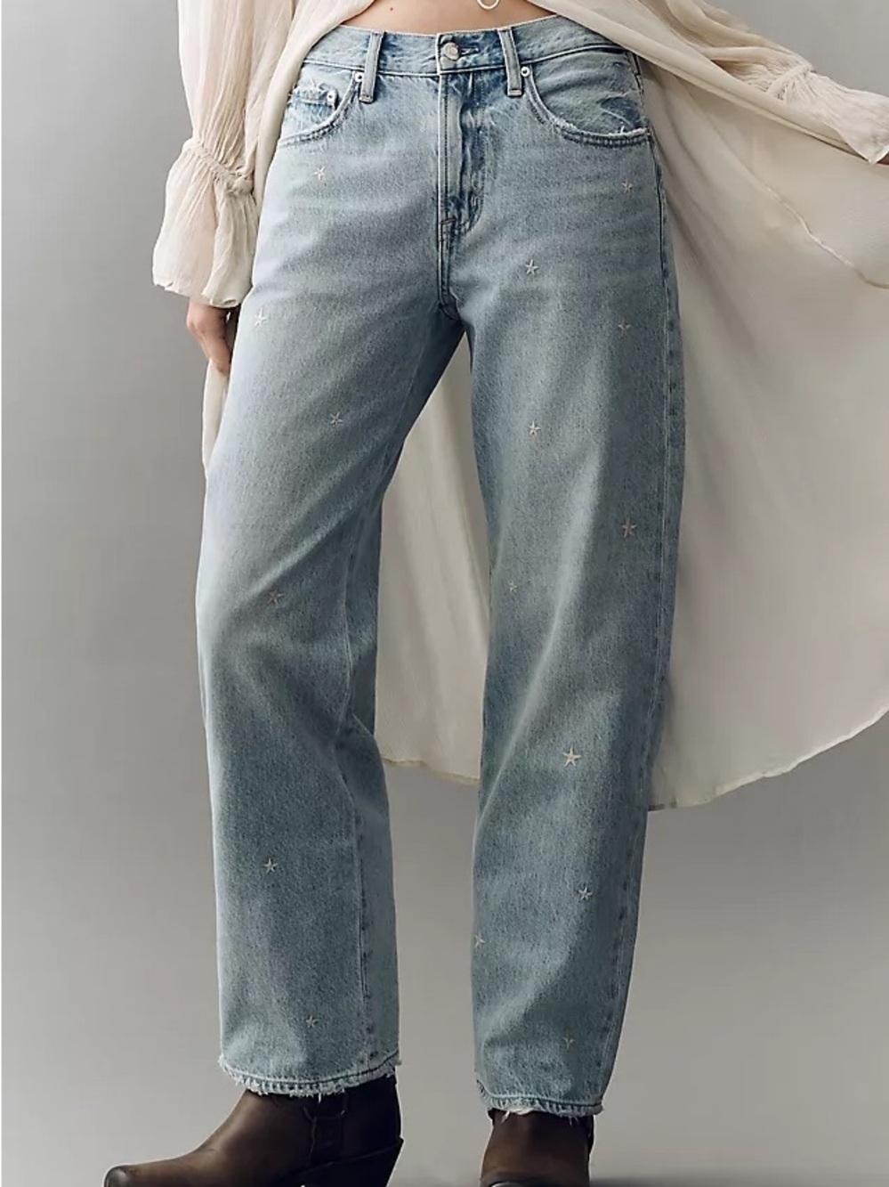 pistola Light Blue Star-Embroidered Jeans